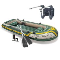 Bote Inflável Intex Seahawk 4 Pessoas 400 Remo Suporte Motor