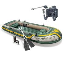 Bote Inflável Intex Seahawk 4 Pessoas 400 Remo Suporte Motor