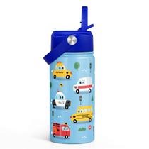 Botella de agua para niños SANDJEST 355ml con pajilla de acero inoxidable