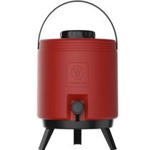 Botijão Garrafa Térmica Cor Vermelho Maxitermo 8 Litros Com Torneira e Pés Termolar