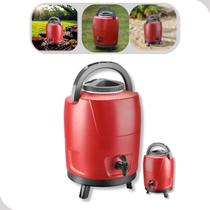 Botijão Recipiente Garrafa Térmica 9L Vermelho Com Pé Torneirinha Alça Invicta Botijão Recipiente Garrafa Térmica 9L Vermelho Com Pé Torneirinha Alça Invicta