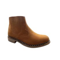 Botina Artesanal Costurada A Mão Vira Francesa Bico Redondo Rodeio Bota Couro Nobuk Original Bulgary