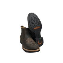 Botina Bico Redondo Country Feminina Original Zebu Marrom Graxo Bordada REF 72090 MS 03