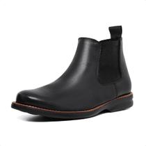 Botina Bota Chelsea Em Couro Masculina Elastico Lateral Calce Facil Puxador Traseiro Sola Borracha