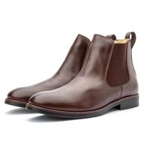 Botina Bota Chelsea Masculina Tradicional Couro Country Café