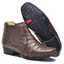 Botina Bota Coturno Masculino Escamada Rodeio Couro Legitimo Casual Trilha Original Adventure Macio Palmilha Gel Oferta