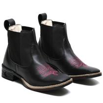Botina Bota Country Texana Feminina Bico Quadrado Elástico Botina Bota Country Texana Feminina Bico Quadrado Elástico