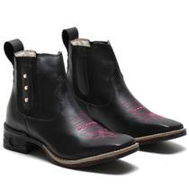 Botina Bota Country Texana Feminina Bico Quadrado Strass Botina Bota Country Texana Feminina Bico Quadrado Strass