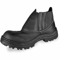 Botina bota de segurança couro elast preta c/bic pvc