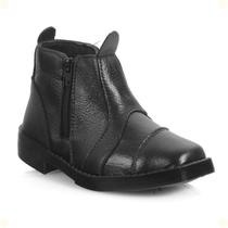 Botina Bota Infantil Couro Leve Macio Zíper Preto Modelo 13030