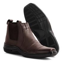 Botina Bota Masculina Antistress Ortopédica Couro Legitimo Preto Ou Café Confortável Leve Botina Bota Masculina Antistress Ortopédica Couro Legitimo Preto Ou Café Confortável Leve