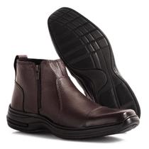 Botina Bota Masculina Antistress Ortopédica Couro Legitimo Preto Ou Café Confortável Leve Botina Bota Masculina Antistress Ortopédica Couro Legitimo Preto Ou Café Confortável Leve
