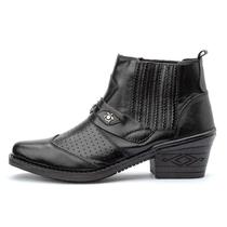 Botina Bota Masculina em Couro Legítimo Texana Country Montaria 25035 Preto