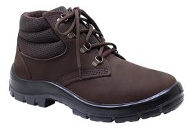 Botina Bota Nobuck Marrom Bota Segurança Bico Pvc - Nf .
