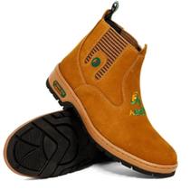 Botina Bota Rural Agro Masculino Couro Nobuck Amarelo Solado Costurado Venan