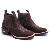 Botina Bota Texana Country Unissex Bico Quadrado Couro Botina Bota Texana Country Unissex Bico Quadrado Couro