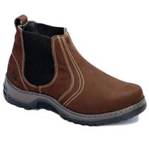 Botina Casual Bell Boots em Couro com Elastico e Sola Borracha Costurada