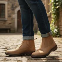 Botina Casual Masculina Couro Nobuck Botina Estilo Modelo Country Botinha Solado Costurado 2520 Rato
