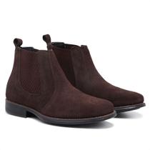 Botina Chelsea Casual em Camurça Forrada e Costurada Sola de Vira Botina Chelsea Casual em Camurça Forrada e Costurada Sola de Vira