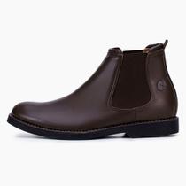 Botina Chelsea em Couro Masculina Modelo Zuriel Marrom