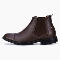 Botina Chelsea em Couro Masculino Modelo Baruc Marrom Botina Chelsea em Couro Masculino Modelo Baruc Marrom