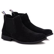 Botina Chelsea Masculina Couro Camurça Casual Botina Chelsea Masculina Couro Camurça Casual