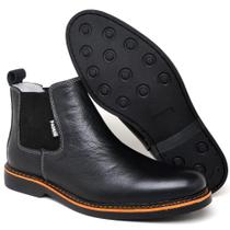 Botina Classica Chelsea Masculina Sola Borracha Tradicional Couro Bota Resistente Casual Ref BT025