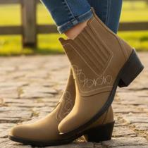 Botina Country Feminina Couro Nobuck Marrom Claro Cor Rato Solado Costurado Rodeio 3636 Botina Country Feminina Couro Nobuck Marrom Claro Cor Rato Solado Costurado Rodeio 3636