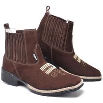 Botina Country Masculina Bico Quadrado, Bordado Estilo Western Botina Country Texana Masculina