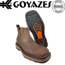 Botina Country Masculina Original Goyazes Bico Quadrado Solado Work Marrom - Ref.207405-Ck