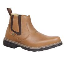 Botina Couro Caramelo Masculina Bico Redondo Zebu 27772 Botina Couro Caramelo Masculina Bico Redondo Zebu 27772