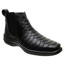 Botina Couro Confort Anti-Stress Coturno Bota Masculino Escamas Botina Couro Confort Anti-Stress Coturno Bota Masculino Escamas