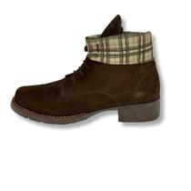 Botina Couro Crazy Horse - Café/Xadrez Botina Couro Crazy Horse - Café/Xadrez