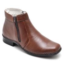 Botina Couro Masculina Cano Alto Zíper Casual Conforto Botina Couro Masculina Cano Alto Zíper Casual Conforto