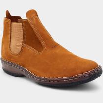 Botina Couro Moreira Espiguete Masculina - Marrom Claro