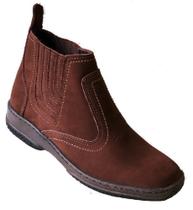 Botina Couro Nobuck Bota Solado Borracha Costurado Cano Curto Estilo Sapato Social 2520 Marrom