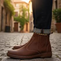 Botina Couro Nobuck Camurça Especial Bota Masculina Casual Social Estilo Country Cowboy 2520 Marrom Botina Couro Nobuck Camurça Especial Bota Masculina Casual Social Estilo Country Cowboy 2520 Marrom