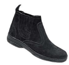 Botina Couro Nobuck Solado borracha Costurado Bota Preta Cano curto Estilo Sapato Social 2520 Preta