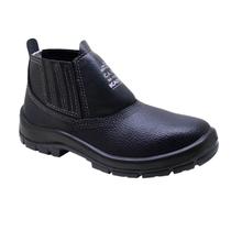 Botina de Elástico em Couro Preto Com Bico de Aço Flex Kadesh