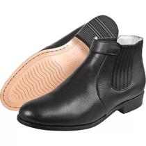 Botina de Pelica Com Solado de Couro Costurado, Forrada em Couro Legitimo com Elástico Lateral