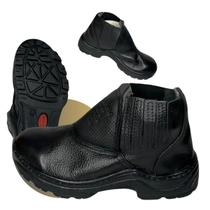 Botina De Segurança Com Biqueira Pvc Em Couro Legitimo Com CA Bota Solado Borracha Antiderrapante, Masculino, Femino