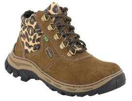 Botina de Segurança Feminino PS157 Creme/Onça CA 17144