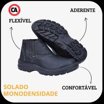 Botina de Segurança para Trabalho em Couro, sola de Borracha Antiderrapante e Biqueira de Proteção em PVC