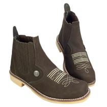 Botina em couro Nobuck Bico Quadrado