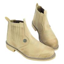 Botina em couro Nobuck Bico Redondo Botina em couro Nobuck Bico Redondo