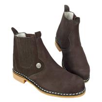 Botina em couro Nobuck Vira Francesa Botina em couro Nobuck Vira Francesa