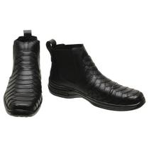 Botina Escamada Robusta Cano Curto Pires Shoes com Elastico e Sola Borracha Botina Escamada Robusta Cano Curto Pires Shoes com Elastico e Sola Borracha