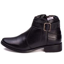 Botina Feminina Com Fivela Em Couro