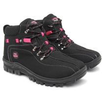 Botina Feminina Impermeável ProWork SEG-01 Lona Preta/Pink Botina Feminina Impermeável ProWork SEG-01 Lona Preta/Pink