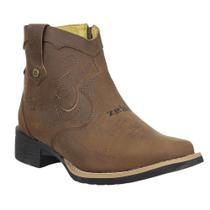 Botina Feminina Marrom Bico Quadrado Zebu 37967 Botina Feminina Marrom Bico Quadrado Zebu 37967